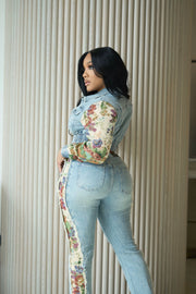 Floral Fusion Denim Set