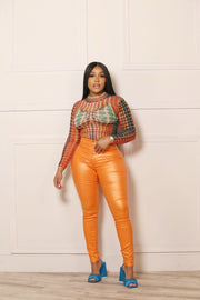 Orange Wax Pants